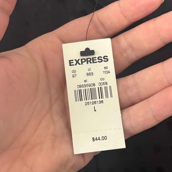 Express Black Polka‎ Dot Dressy Cami Blouse Tank NWT Large - Picture 3 of 6